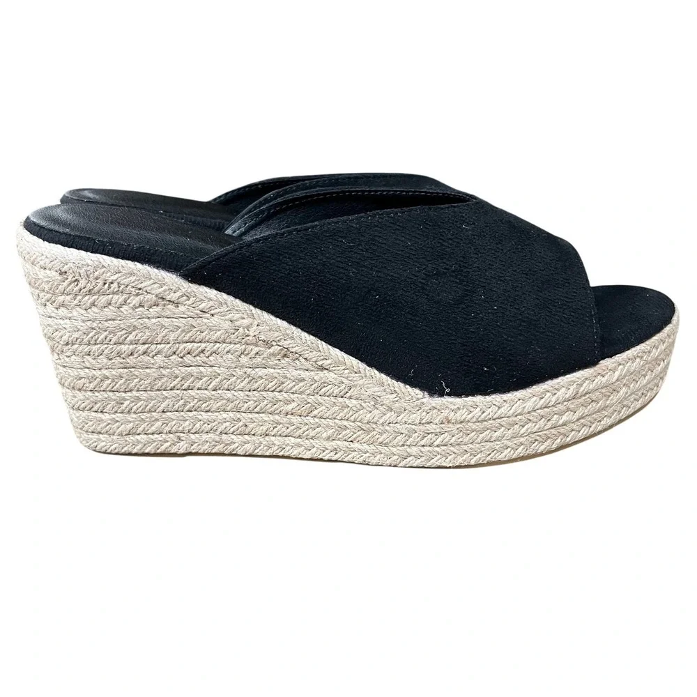 Womens Espadrille Wedge Sandals Peep Toe Sz 10.5 Casual Boho Beach Resortwear
